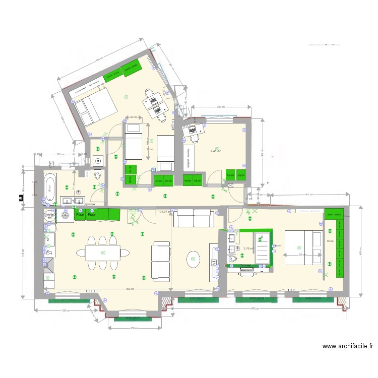 a base cotée Jaures projet amandine final grande  chambre changement SDB  bis. Plan de 0 pièce et 0 m2