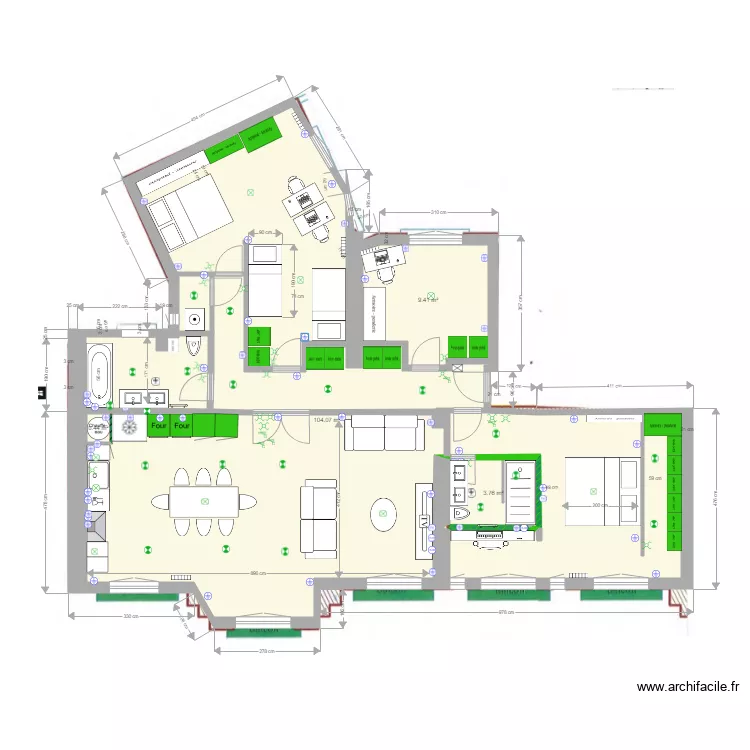 a base cot&eacute;e Jaures projet amandine final grande  chambre changement SDB  bis. Plan de 