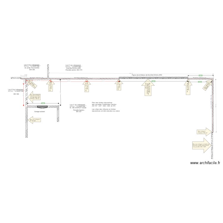 Limite Mur Voisins 3 Impasse du Cep. Plan de 0 pièce et 0 m2