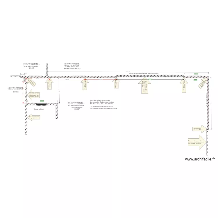 Limite Mur Voisins 3 Impasse du Cep. Plan de 