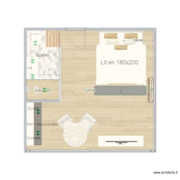 CH141. Plan de 3 pièces et 26 m2