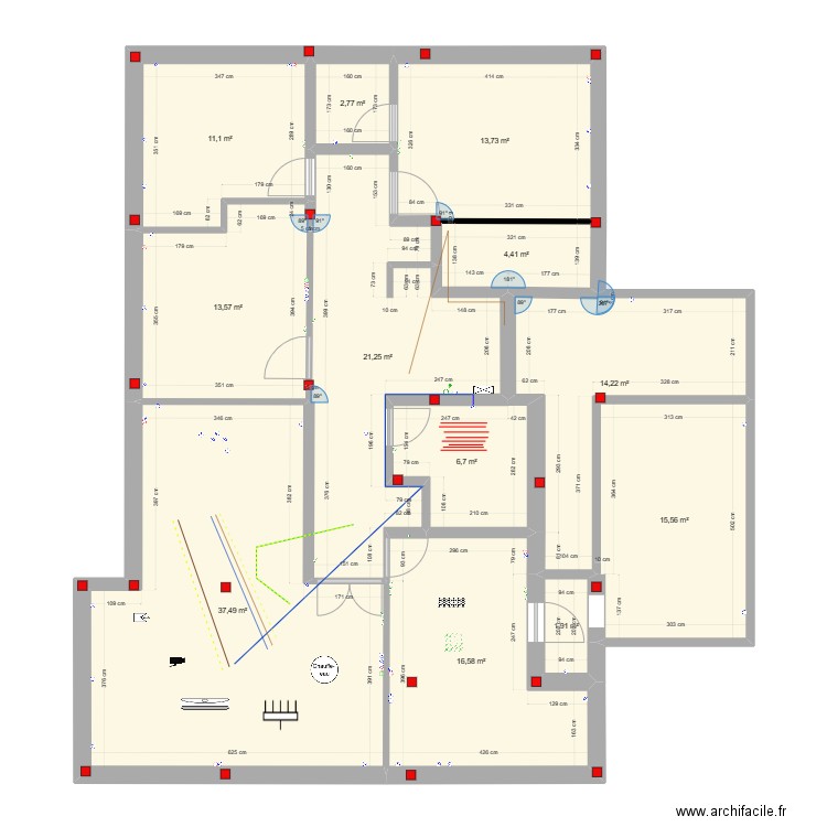 plan maison. Plan de 12 pièces et 159 m2