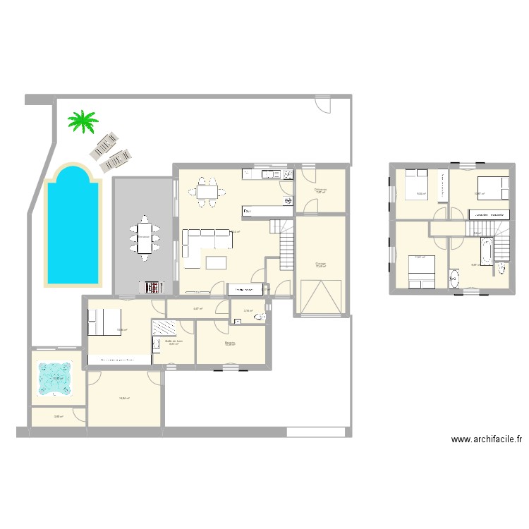 maiscog1. Plan de 18 pièces et 218 m2