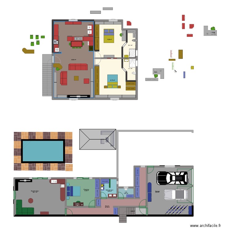 001. Plan de 13 pièces et 235 m2