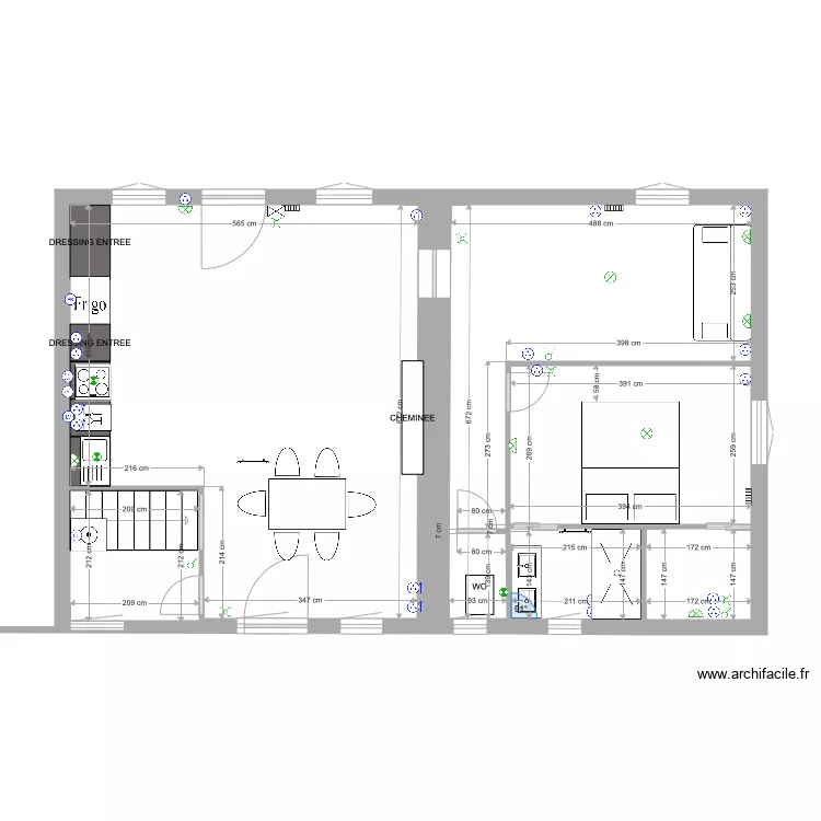 ORMES PLAN avec wc et sdb sur espace nuit. Plan de 