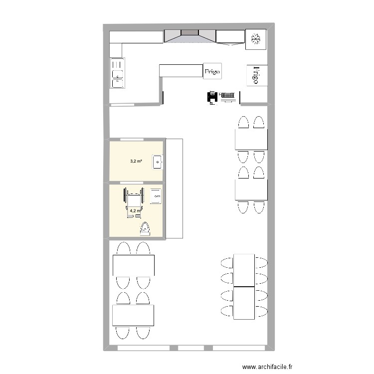 BAPS A IMPRIME. Plan de 2 pièces et 7 m2