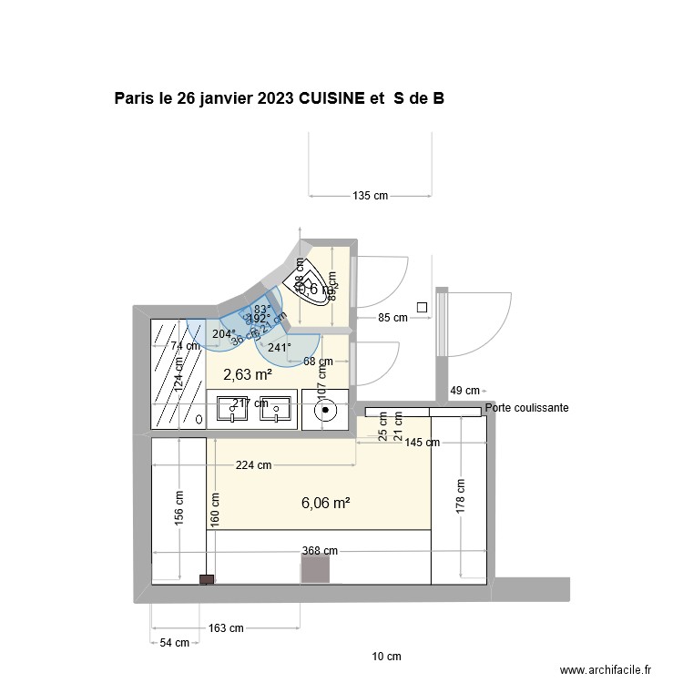 PPP CUISINE - S d B . Plan de 3 pièces et 9 m2