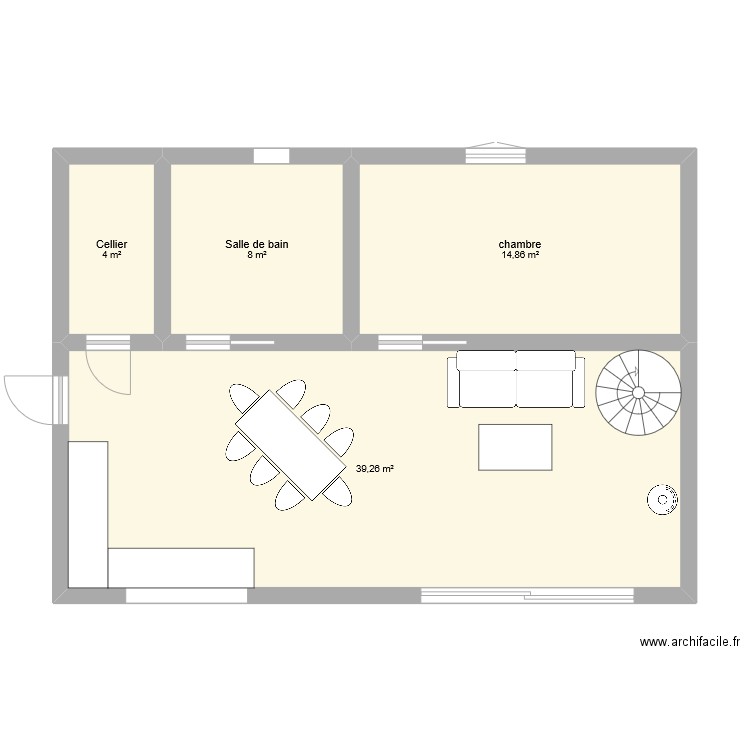 plan rdc maison 70m2. Plan de 4 pièces et 66 m2