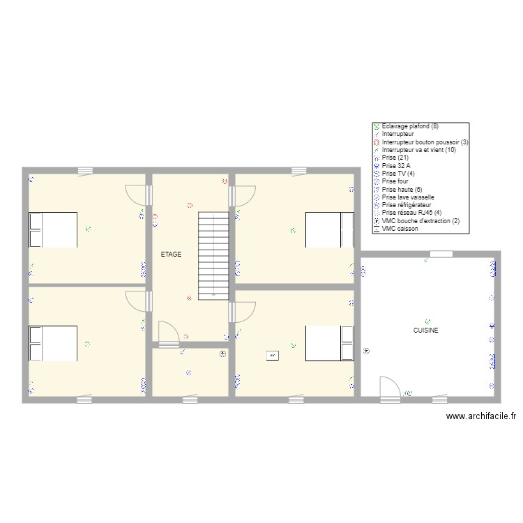 ROUSSEAU INCHY. Plan de 7 pièces et 133 m2