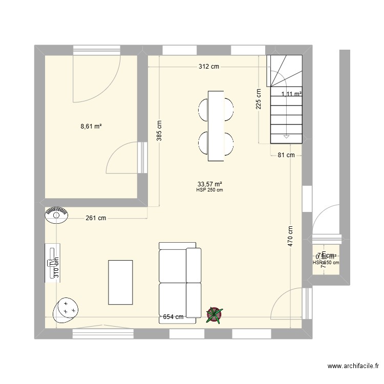 PIECE DE VIE v2. Plan de 4 pièces et 44 m2