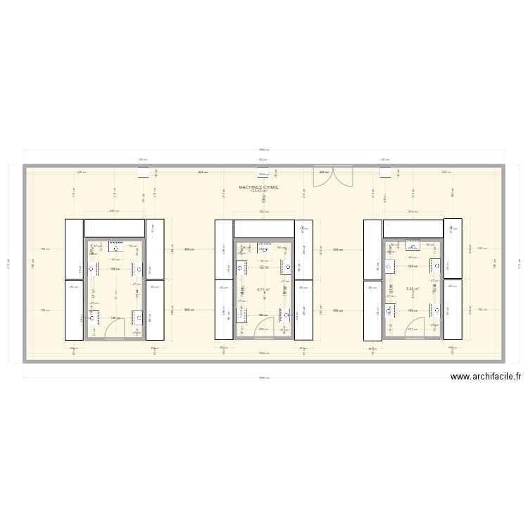 CHIMIE . Plan de 3 pièces et 171 m2