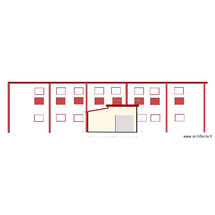 Bâtiment rangement chaises et tables façade. Plan de 0 pièce et 0 m2