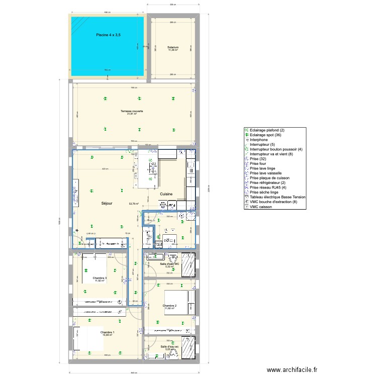 bryssou Elec éclairage. Plan de 8 pièces et 145 m2