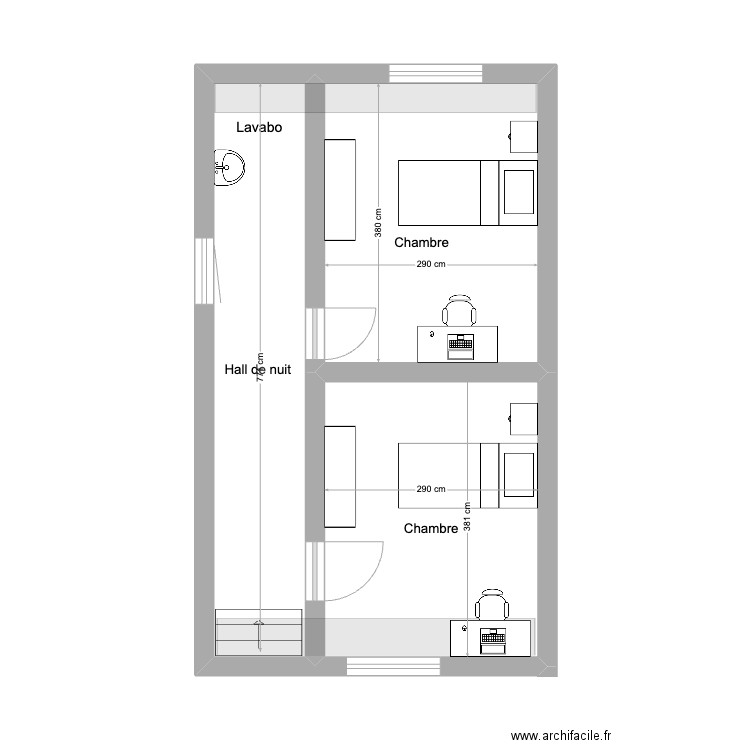 DERNIER ETAGE MSM. Plan de 3 pièces et 32 m2