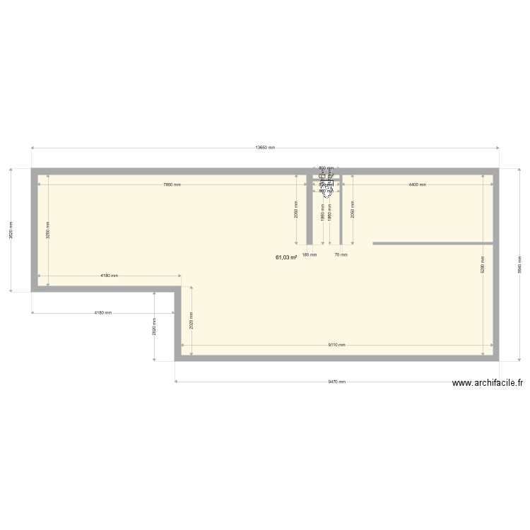 PROJET COUFFON. Plan de 2 pièces et 61 m2