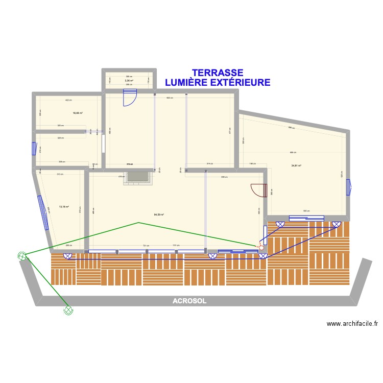 Terrasse LUMIÈRE EXTÉRIEURE. Plan de 5 pièces et 164 m2