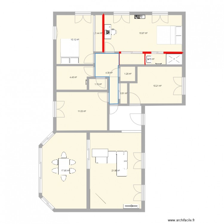 Réaménagement Chambres St Cyr V2. Plan de 0 pièce et 0 m2