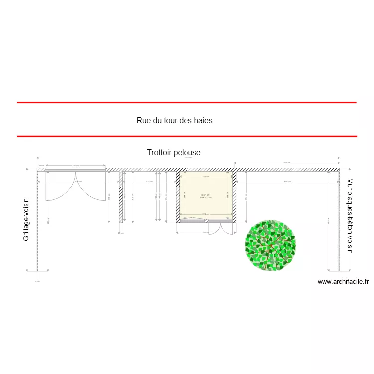 Projet mur et abri de jardin. Plan de 