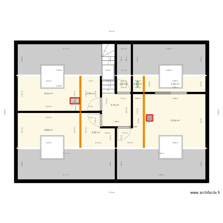 etage 2. Plan de 18 pièces et 199 m2