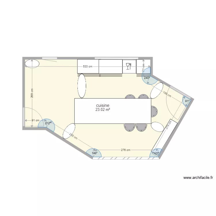 Cuisine plan droit. Plan de 