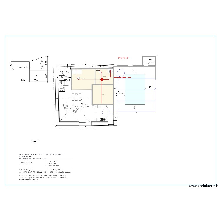 BOUSSIRON CHICHE 16 . Plan de 3 pièces et 46 m2