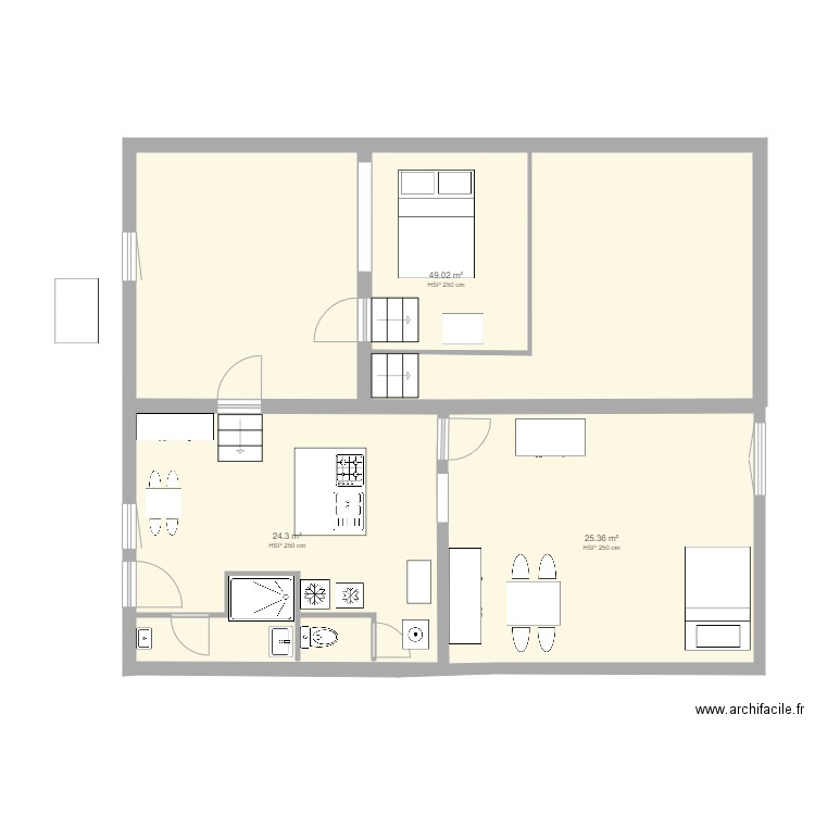 cuisine sdb. Plan de 0 pièce et 0 m2