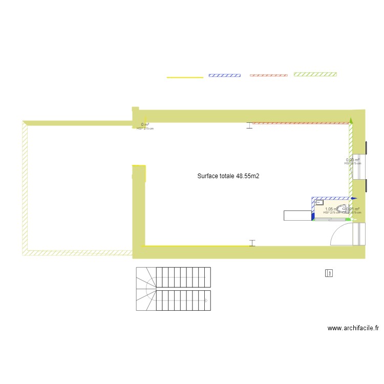 wc coté porte. Plan de 0 pièce et 0 m2