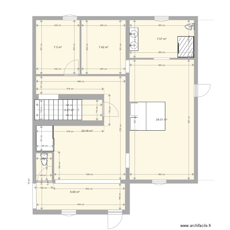 RdC chambres Aimargues modif bureau agrandi. Plan de 0 pièce et 0 m2