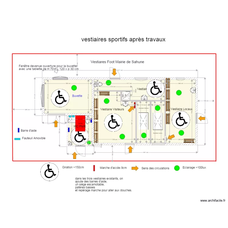Vestiaires Sahune Apr&egrave;s Travaux. Plan de 