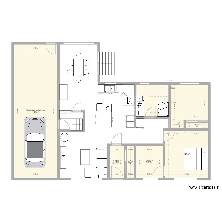 Réno V2. Plan de 7 pièces et 78 m2