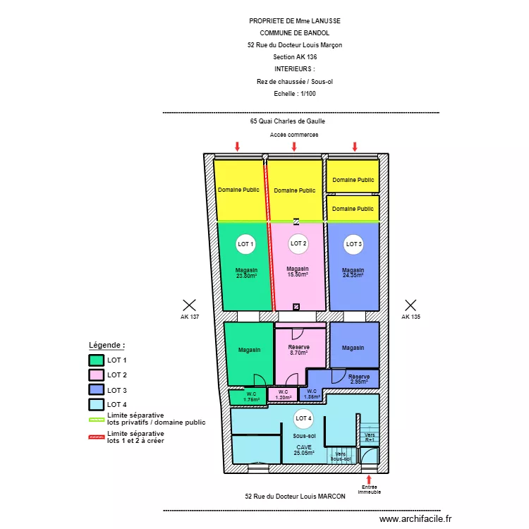 LANUSSE RDC SOUS SOL. Plan de 