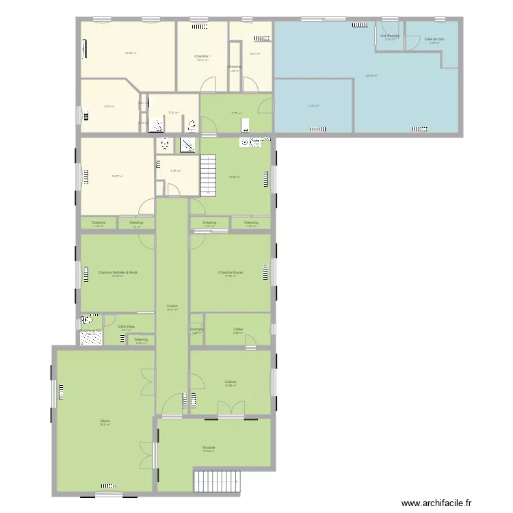 maison  apparts couleur. Plan de 
