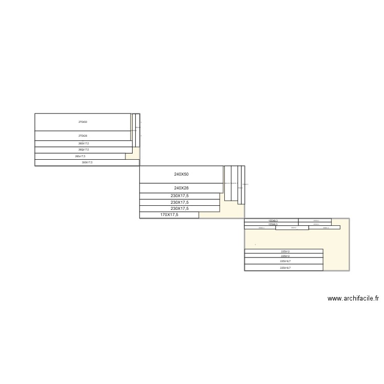 Garages. Plan de 3 pièces et 13 m2