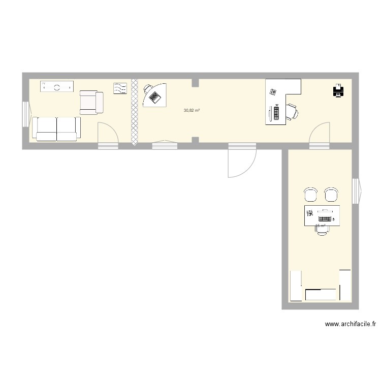 accueil golf3. Plan de 2 pièces et 46 m2