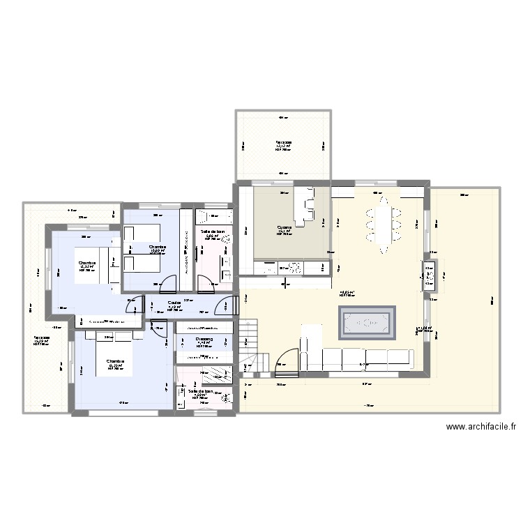 RDC 0. Plan de 12 pièces et 191 m2