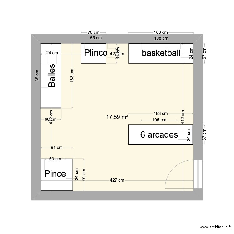 nouvelle salle. Plan de 1 pièce et 18 m2