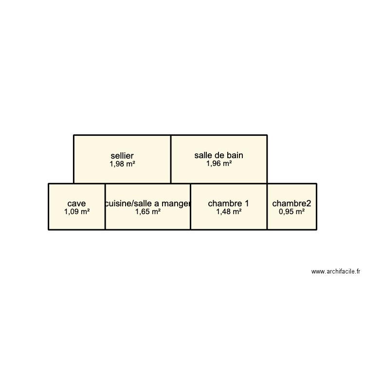 rdc. Plan de 6 pièces et 9 m2