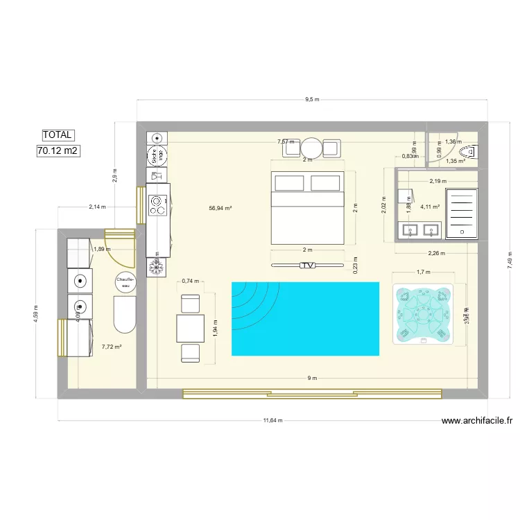 GITE 1. Plan de 4 et 70 m² GITE 1. Plan de 4 et 70 m²