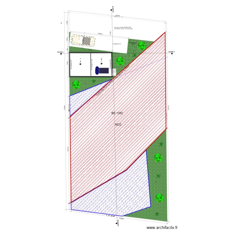 plan de masse 30m². Plan de 3 pièces et 362 m2