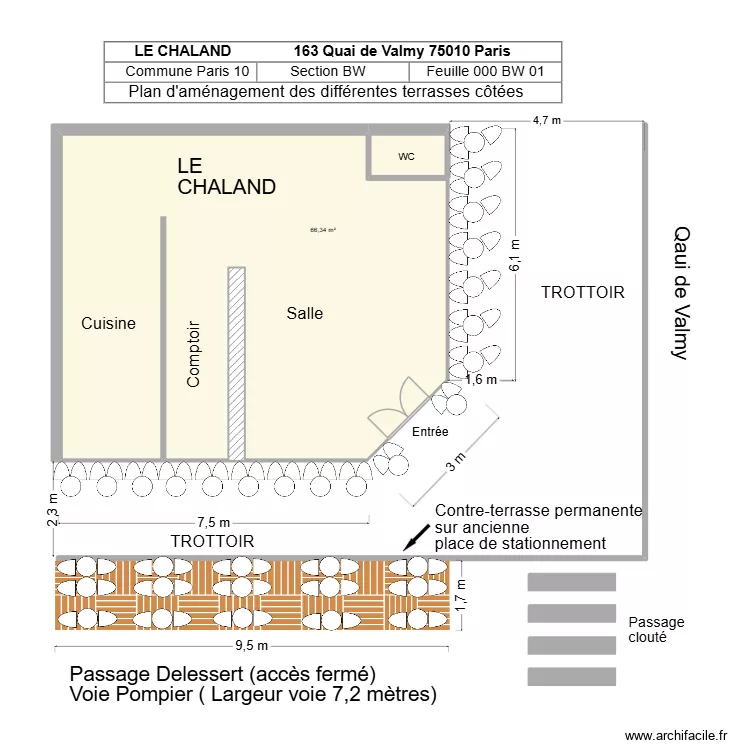 LE CHALAND. Plan de 2  et 68 m²