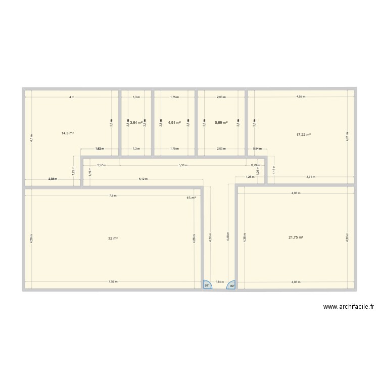 etage 10 le platiet. Plan de 8 pièces et 115 m2