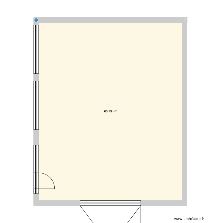 gararge 2 Danny. Plan de 1 pièce et 64 m2