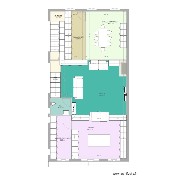 CARNOT RDC AG v2. Plan de 8 pièces et 107 m2