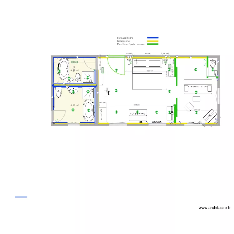 chambre 305 306. Plan de 