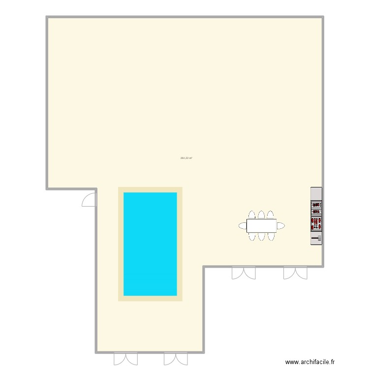 piscine. Plan de 1 pièce et 264 m2
