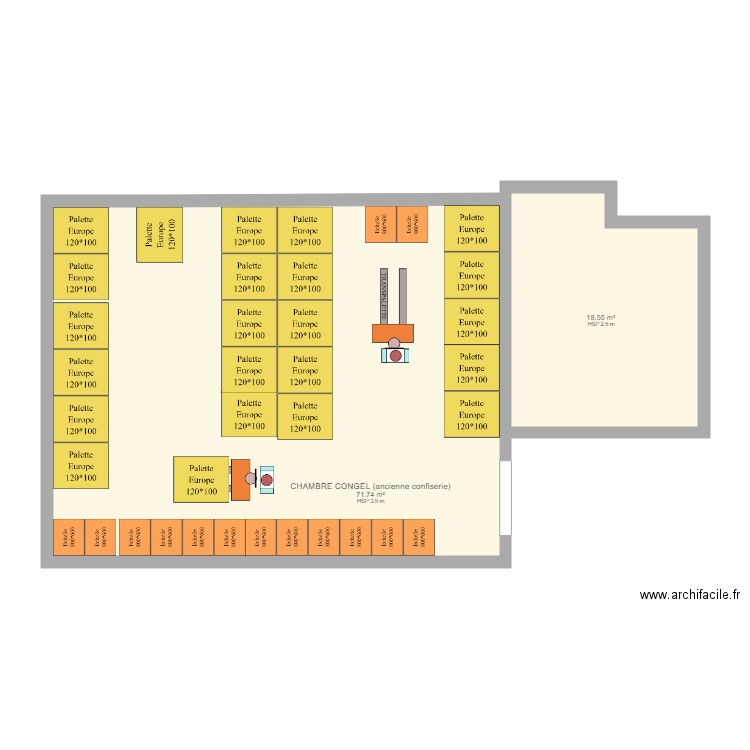 Confiserie projet. Plan de 2 pièces et 90 m2