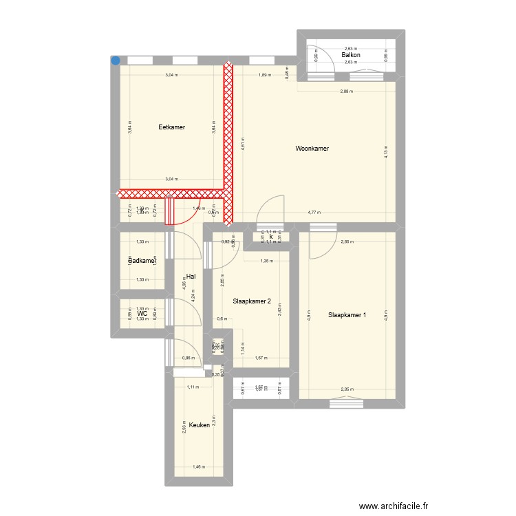 Hendrik de Buynstraat 14 II - Old2. Plan de 13 pièces et 71 m2