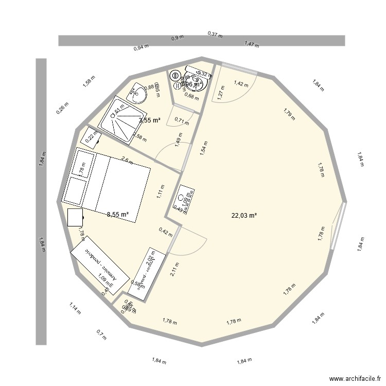 yourte 2. Plan de 0 pièce et 0 m2