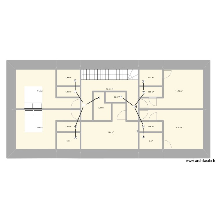 projet santilly grange etage VMC. Plan de 16 pièces et 112 m2