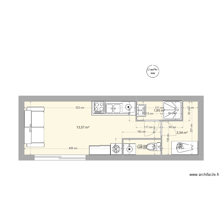 Cabane ch bb sous parents2. Plan de 7 pièces et 40 m2